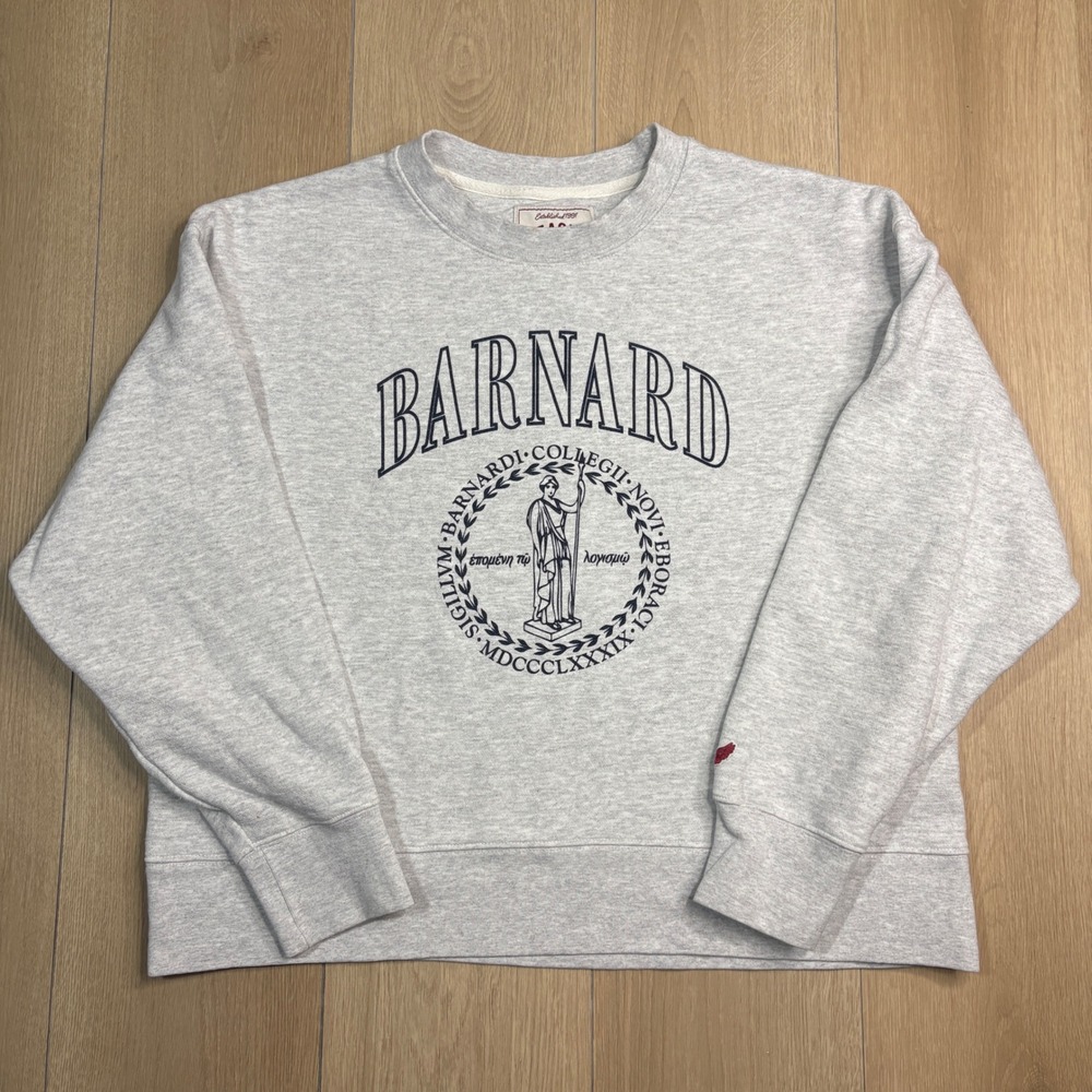 League Barnard College Sweatshirt Womens Large Gray Crewneck Fleece Pullover